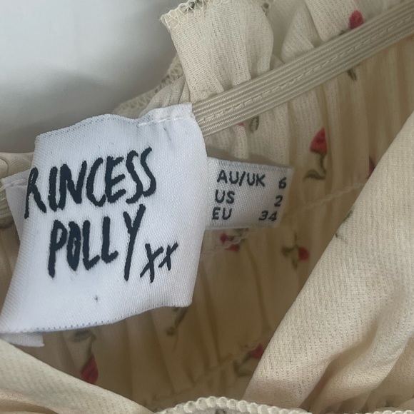 Princess Polly Roza Mini Dress Size 2 in Beige with Rose Print - Picture 5 of 7